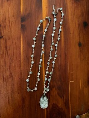 Handcrafted White Beaded Pendant Necklace - Elegant Women's Jewelry